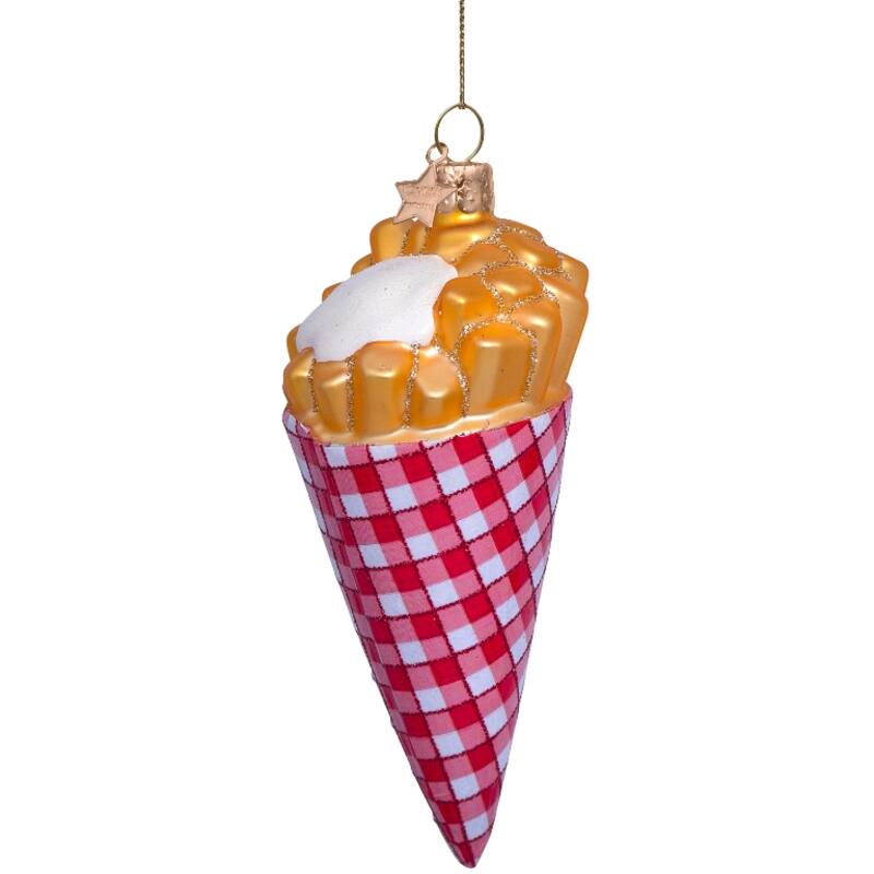 Ornament glass fries with mayonnaise H11cm