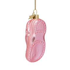 Ornament glass matt pink clog w/details H12cm