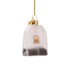 Ornament glass tea bag H7.5cm