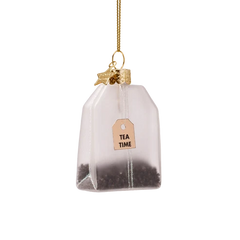Ornament glass tea bag H7.5cm