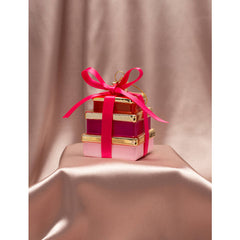 Ornament glass gifts w/bow H9.5cm