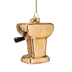 Ornament glass shiny gold coffee machine H9cm