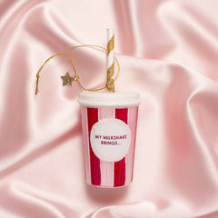 Ornament glass pink milkshake 15.5cm