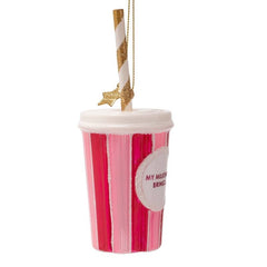 Ornament glass pink milkshake 15.5cm