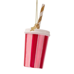 Ornament glass pink milkshake 15.5cm