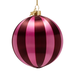 Bauble stripes burgundy/pink ø12cm