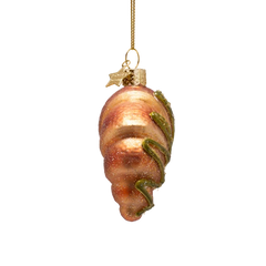 Ornament glass croissant with pistache H8.5cm