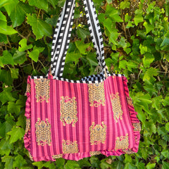 Tas tijgers gestreept, rood/roze/geel