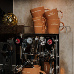 Ceramic cappuccino cup HELLO HANDSOME terracotta 250ml