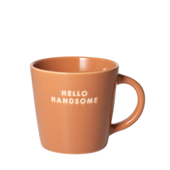 Ceramic cappuccino cup HELLO HANDSOME terracotta 250ml