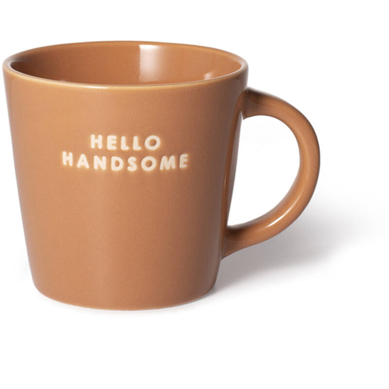 Ceramic cappuccino cup HELLO HANDSOME terracotta 250ml