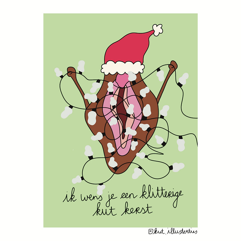 Ik wens je een klitterige kut kerst- A6 Postkaart