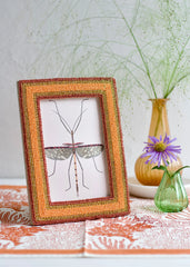 Beaded photo frame salmon