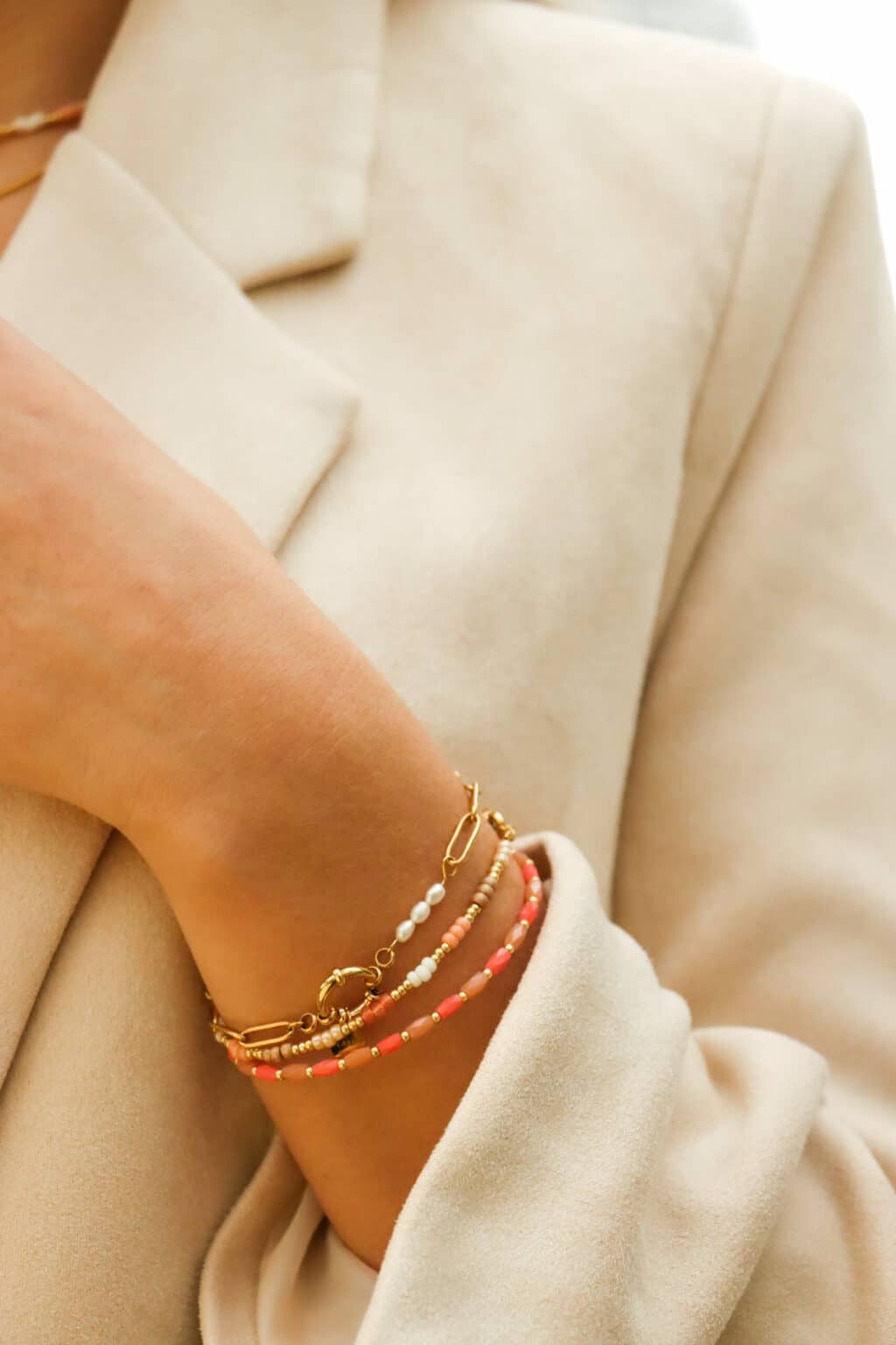 Label Kiki - Pink rainbow bracelet gold