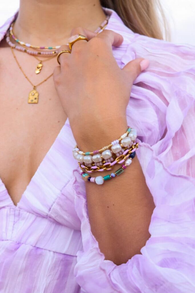 Label Kiki - Purple chain bracelet gold