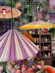 Hanglamp gestreept, paars/beige