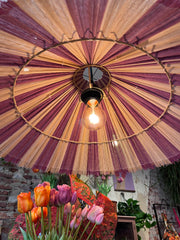 Hanglamp gestreept, paars/beige