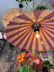 Hanglamp gestreept, paars/beige