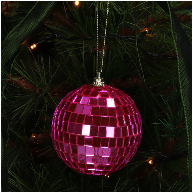 Ornament Disco Ball Roze 8cm