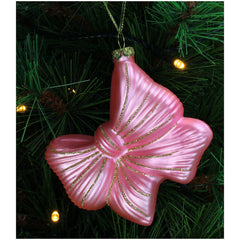 Ornament Strik Glas Roze 8,5cm