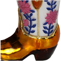 Ornament Cowboy Bloem Laars Glas Multi 10,5cm