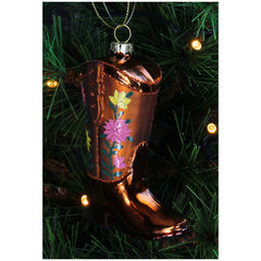 Ornament Cowboy Bloem Laars Glas Bruin 10,5cm