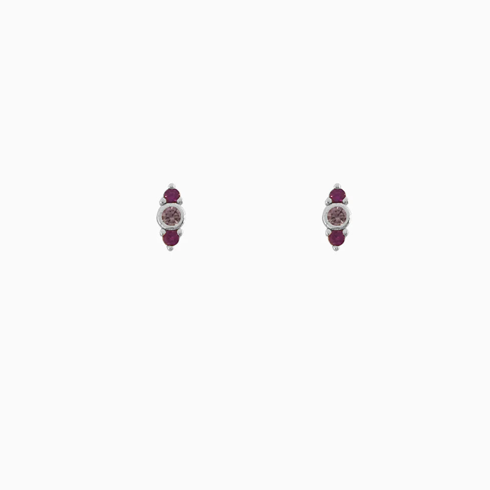 Oorsteker bindi rhodolite zilver