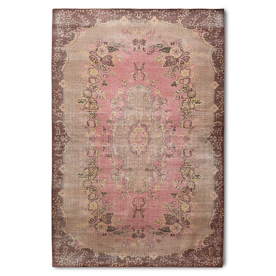 WOOL KNOTTED RUG FLORAL PINK (200X300)
