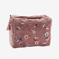 EMBROIDERED VELVET WASHBAG PINK BIG