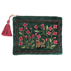 Grote Portemonnee met Kraaltjes - Kat en Bloemen