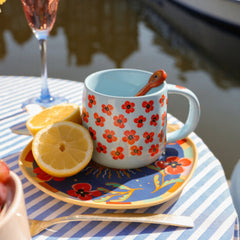 Mok met Klaprozen - Blauw