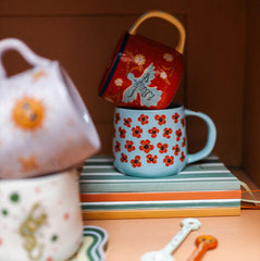 Mok met Klaprozen - Blauw