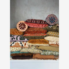 PRINTED CUSHION COVER, Donkergroen, wit, olijf, aloë