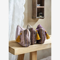 COTTON POUCH W/ EMBROIDERY - Lila