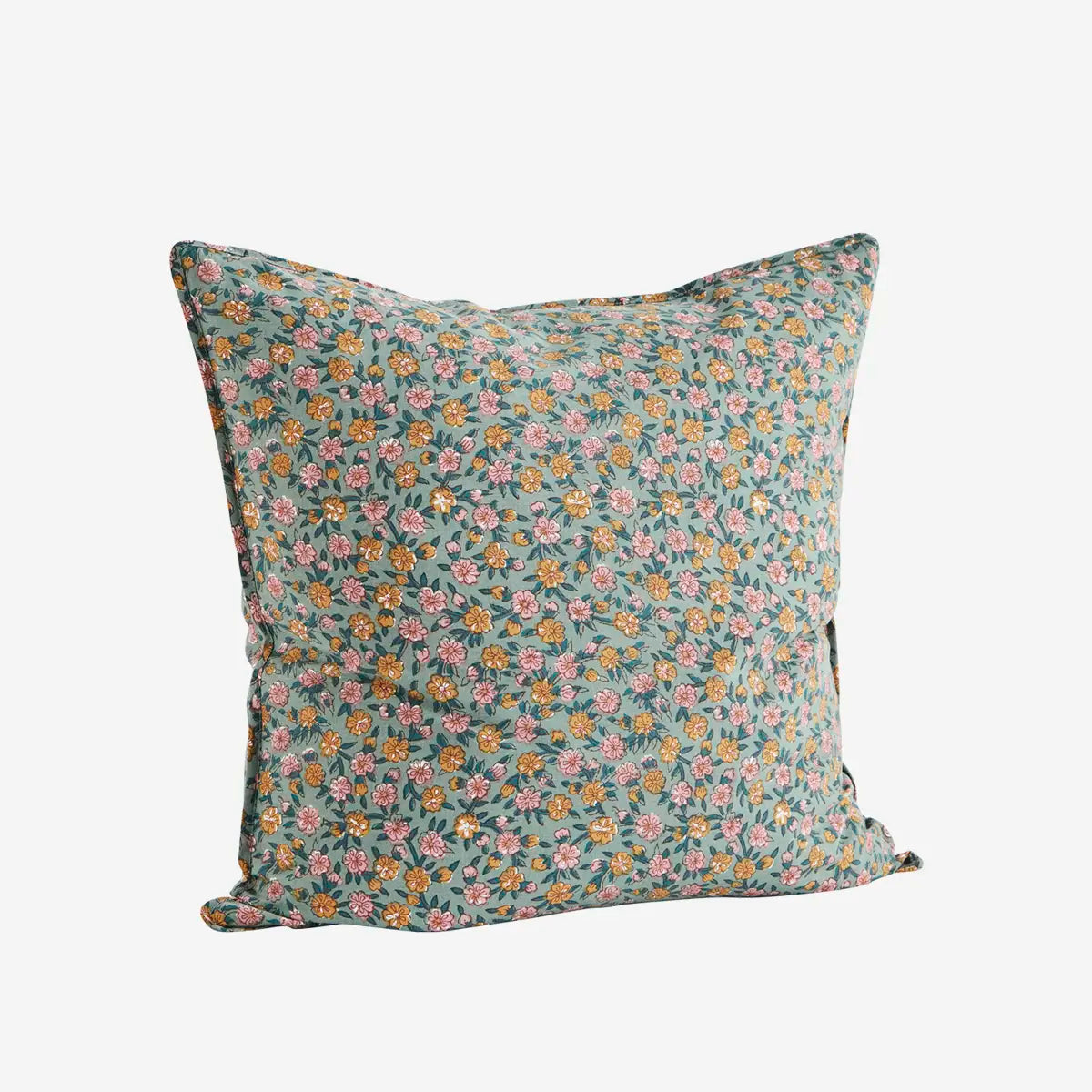 PRINTED CUSHION COVER, Dusty green, aqua, honey, rose