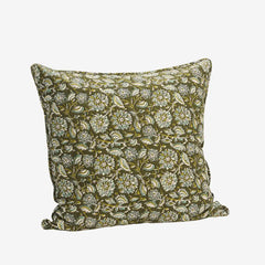 PRINTED CUSHION COVER, Donkergroen, wit, olijf, aloë