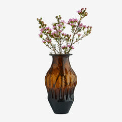 Recycled glass vase brown 16cm