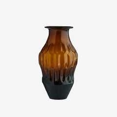 Recycled glass vase brown 16cm