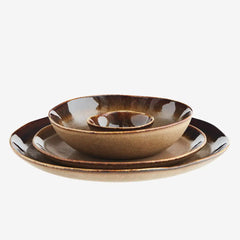 STONEWARE DEEP PLATE - Brown