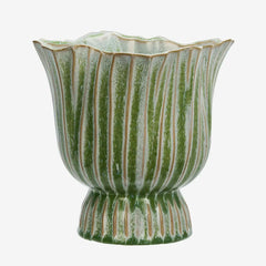 GREEN STONEWARE FLOWERPOT, 20x19cm