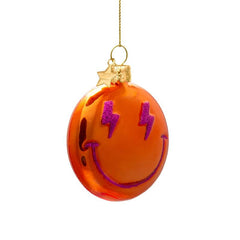 Ornament glass orange smiley H7.5cm