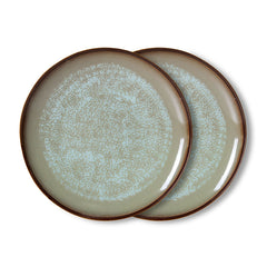 70s ceramics: dinner plate contrast, set of 2