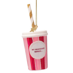 Ornament glass pink milkshake 15.5cm