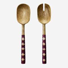WOODEN SALAD SET W/ BAMBOO