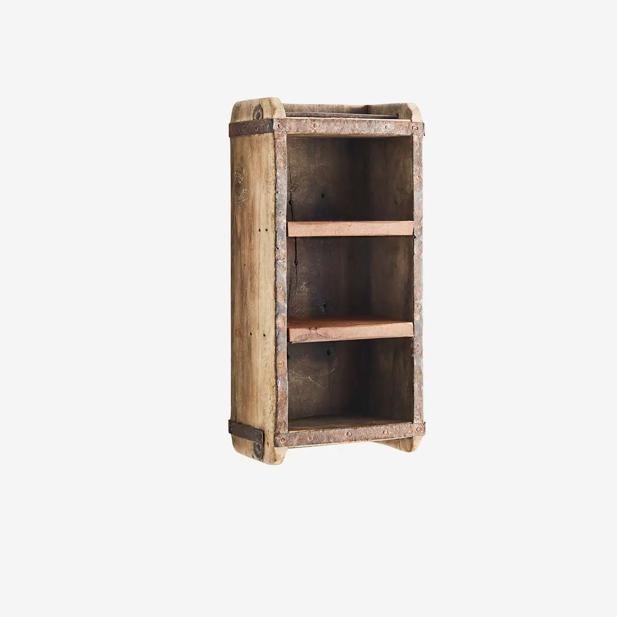 Upcycled wooden brick mould shelf closed