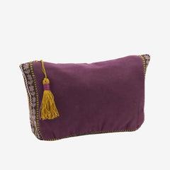 COTTON POUCH W/ EMBROIDERY - Paars