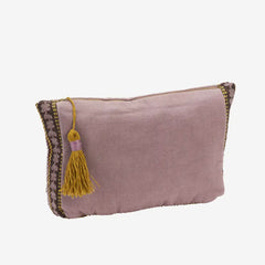 COTTON POUCH W/ EMBROIDERY - Lila