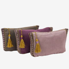 COTTON POUCH W/ EMBROIDERY - Lila