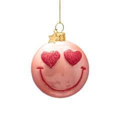 Ornament glass pink orange smiley H7.5cm