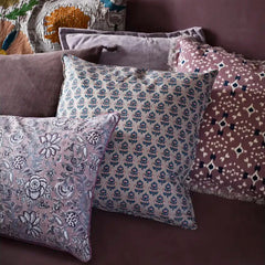 DOUBLE-SIDED CUSHION COVER, Dusty lilac, off white, dark blue, dusty rose